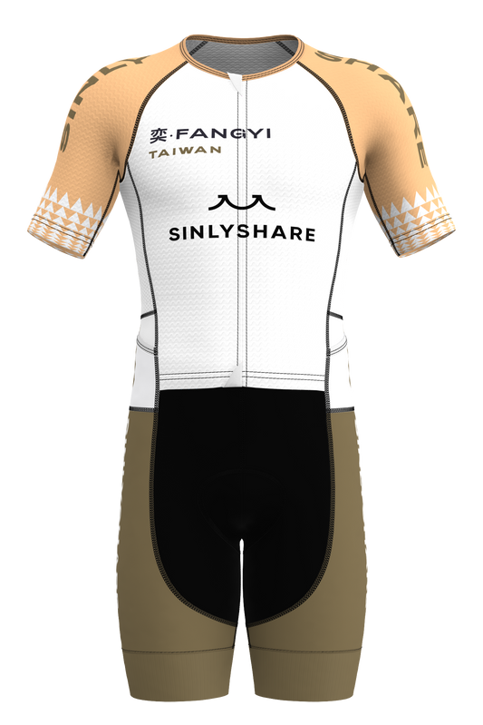 Sinlyshare｜ Inferno Short Sleeve Tri Suit 連身短袖三鐵服 淡橘/深綠